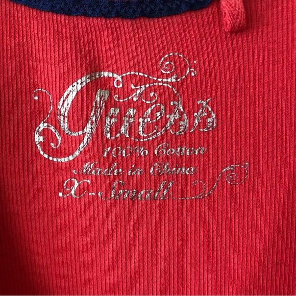 *3/$20* GUESS Y2K Sequin Sparkle Heart Ribbed Fitted Tank S Red - Picture 3 of 5